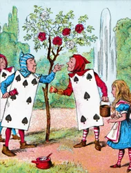 Les cartes à jouer peignant les rosiers, c1910