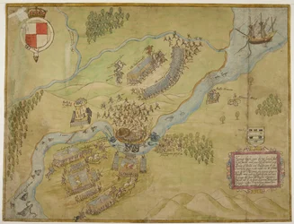 Cotton Augustus I ii 38, Dessin en couleur de la bataille de Ballyshannon