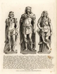 Roi britannique Lud et ses fils Angrogeus et Theomantius (Temantius), réparateur des murs de Trinovantum, plus tard Caer Lud ou Lud