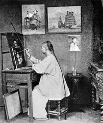 Lumqua, un artiste de Hong Kong, vers 1870