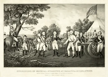 Reddition du général Burgoyne à Saratoga, N.Y., 17 octobre 1777, pub. N. Currier