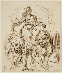 Cybèle sur un char tiré par des lions
