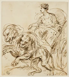 Cybèle sur un char tiré par des lions