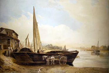 Une barge de la Tamise échouée pour déchargement