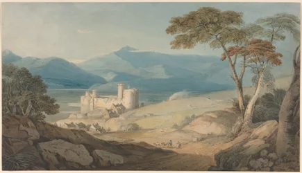 Le château de Harlech et le Snowdon