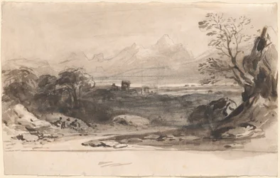 Paysage avec des ruines