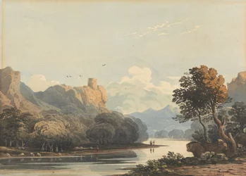 Paysage avec une tour lointaine