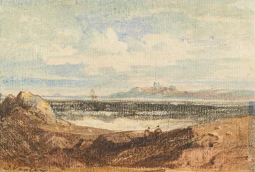 Vue de la côte escarpée, Bamburgh, Northumberland
