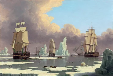 La pêche à la baleine du Nord : Le Cygne et Isabella, vers 1840