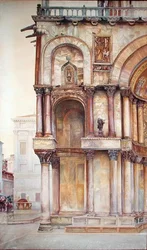 Coin de la façade de la basilique Saint-Marc, Venise, 1870