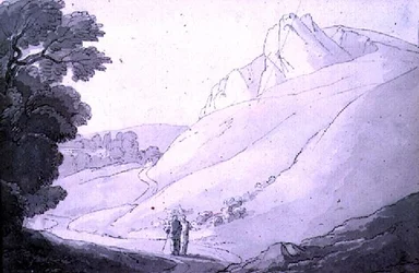 Paysage vallonné avec deux figures