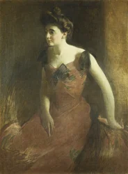 Femme en robe rouge, 1900