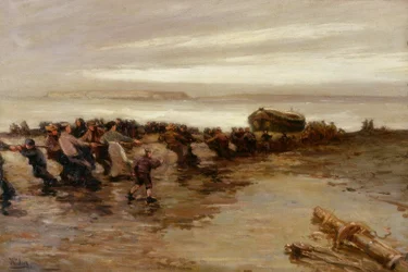 Remontée du canot de sauvetage, Holy Island, c.1910-20