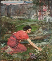 Étude : Jeunes filles cueillant des fleurs près d
