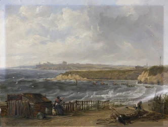 Cullercoats regardant vers Tynemouth - Marée montante