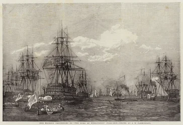 Sa Majesté se rendant au vaisseau amiral du duc de Wellington