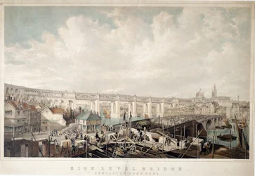 Pont de haut niveau, Newcastle upon Tyne, gravé par George Hawkins (1819-52)