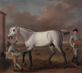 Victorious, le cheval de course gris du duc de Hamilton, à Newmarket