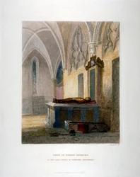 Tombe de Lancelot Andrews dans la chapelle de la Dame, église St Saviour, Southwark, Londres, 1851