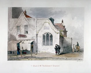 Vue de la chapelle Saint-Barthélemy, Kingsland Road, Hackney, Londres, 1851