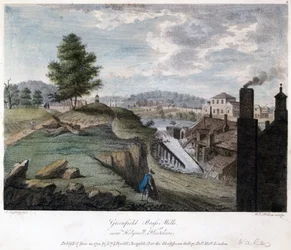 Greenfield Brass Mills, près de Holywell, Flintshire, gravé par W.C. Wilson, vers 1792