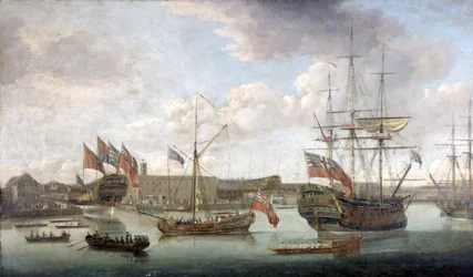 Lancement au chantier naval de Deptford, vers 1750