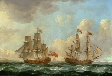 Le pèlerin en deux positions au large de la côte, 1766
