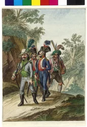 Tirailleurs tyroliens escortant des captifs français