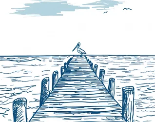 Un pélican sur la jetée