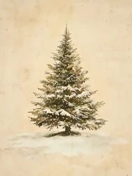 Lumières de Noël sur un sapin enneigé