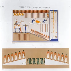 Illustrations de fresques de Byban el Molouk, Thèbes, Égypte, 1822