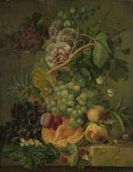 Nature morte aux fleurs et aux fruits