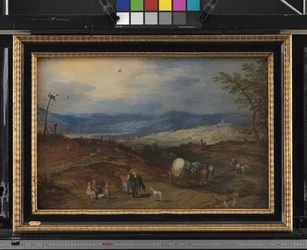 Paysage avec une route menant à un lieu d
