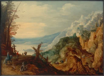 Paysage de montagne avec voyageurs