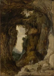 Paysage avec grotte et cavalier