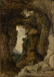 Paysage avec grotte et cavalier, vers 1616