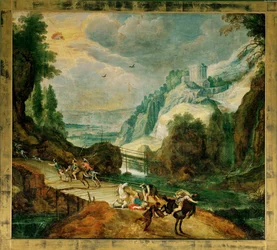 Paysage avec la conversion de Saint Paul (peinture sur toile)