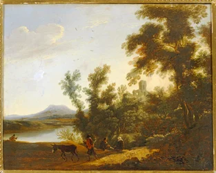 Paysage avec arbres et ruines