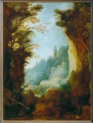 Ravin entre les rochers (peinture sur chêne)