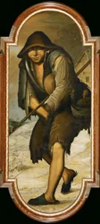 Garçon dans la neige (peinture sur toile)