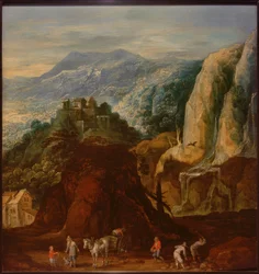 Paysage rocheux avec staffage
