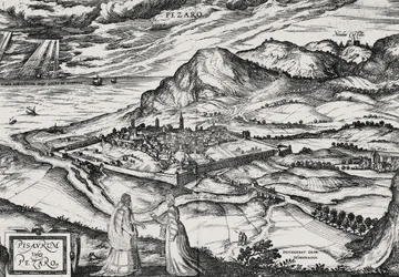 Ville de Pesaro, gravure de Joris Hoefnagel (1542-1601)