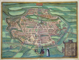 Carte de Metz, tirée de «Civitates Orbis Terrarum» de Georg Braun (1541-1622) et Frans Hogenberg (1535-90), vers 1572