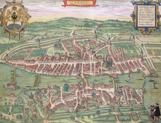 Carte de Zurich, extraite de « Civitates Orbis Terrarum » de Georg Braun (1541-1622) et Frans Hogenberg (1535-90), vers 1572-1617