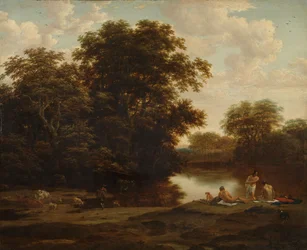 Paysage avec baigneurs