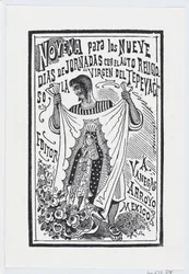 Un homme tenant un morceau de tissu avec une image de la Vierge, illustration pour ..., vers 1880-1910