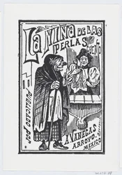 Une femme pleurant avec un mouchoir à la main parlant à une vieille sorcière, illustration..., vers 1880-1910