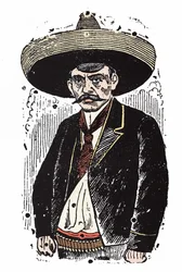 Emiliano Zapata, révolutionnaire mexicain. Xylographie de Jose Guadalupe Posada