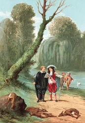 William Harvey avec le roi Charles Ier dans le parc de Windsor