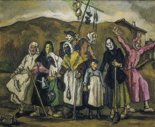 GUTIERREZ SOLANA, José (1886-1945). Bal costumé. 1938. Expressionnisme. Collection privée
